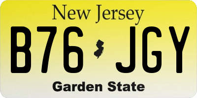 NJ license plate B76JGY