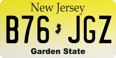 NJ license plate B76JGZ