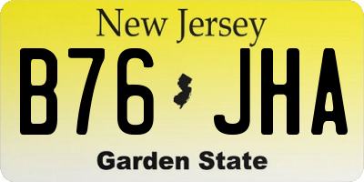 NJ license plate B76JHA