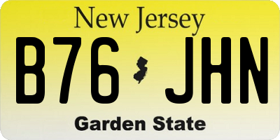 NJ license plate B76JHN