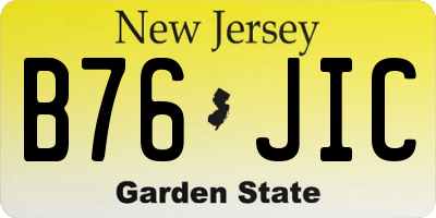 NJ license plate B76JIC