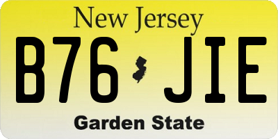 NJ license plate B76JIE