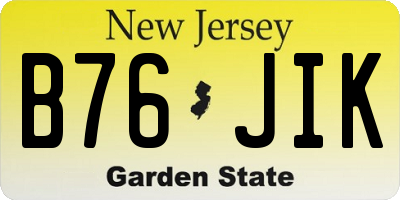 NJ license plate B76JIK