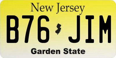 NJ license plate B76JIM