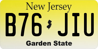 NJ license plate B76JIU