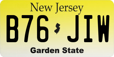 NJ license plate B76JIW