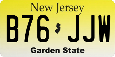 NJ license plate B76JJW