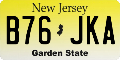 NJ license plate B76JKA