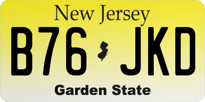 NJ license plate B76JKD