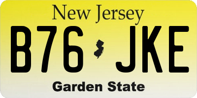 NJ license plate B76JKE