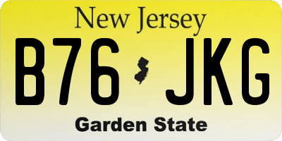 NJ license plate B76JKG