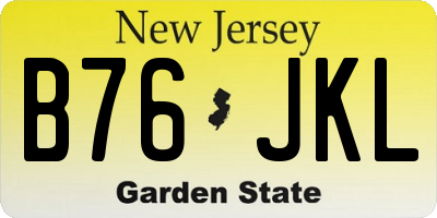 NJ license plate B76JKL