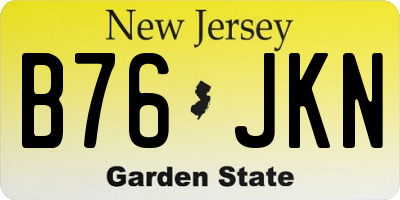 NJ license plate B76JKN