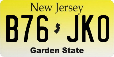NJ license plate B76JKO