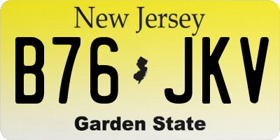 NJ license plate B76JKV
