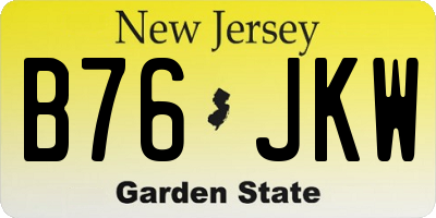 NJ license plate B76JKW