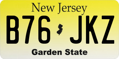 NJ license plate B76JKZ