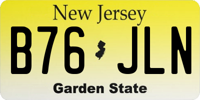 NJ license plate B76JLN