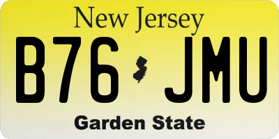 NJ license plate B76JMU