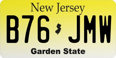 NJ license plate B76JMW