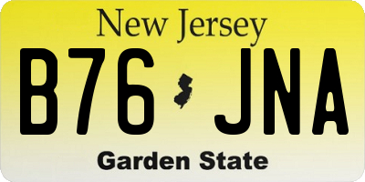 NJ license plate B76JNA