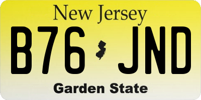 NJ license plate B76JND