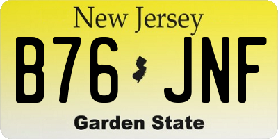 NJ license plate B76JNF