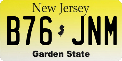 NJ license plate B76JNM