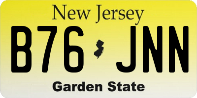 NJ license plate B76JNN