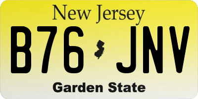 NJ license plate B76JNV