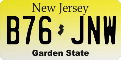 NJ license plate B76JNW