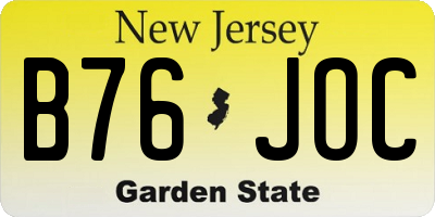 NJ license plate B76JOC