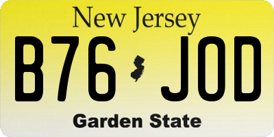 NJ license plate B76JOD