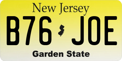NJ license plate B76JOE