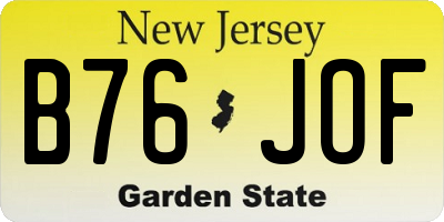 NJ license plate B76JOF