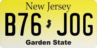 NJ license plate B76JOG