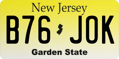 NJ license plate B76JOK
