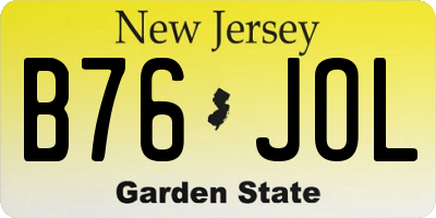 NJ license plate B76JOL