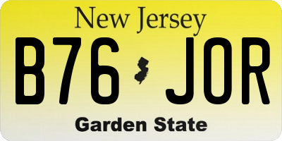 NJ license plate B76JOR