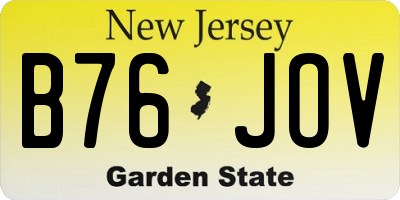 NJ license plate B76JOV