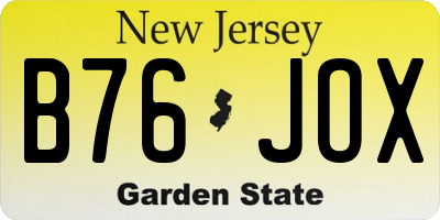 NJ license plate B76JOX