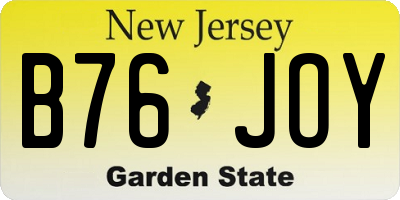 NJ license plate B76JOY
