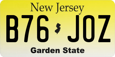 NJ license plate B76JOZ