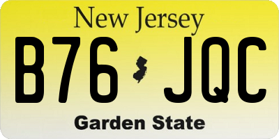 NJ license plate B76JQC