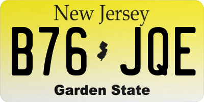 NJ license plate B76JQE