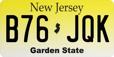 NJ license plate B76JQK