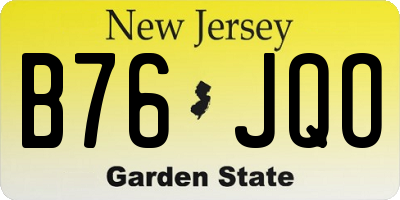 NJ license plate B76JQO