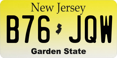 NJ license plate B76JQW