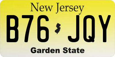 NJ license plate B76JQY