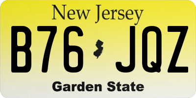 NJ license plate B76JQZ